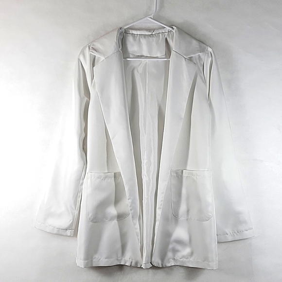 White Unbranded Uniform Long Sleeve Open Front Blazer Size S - Picture 1 of 5